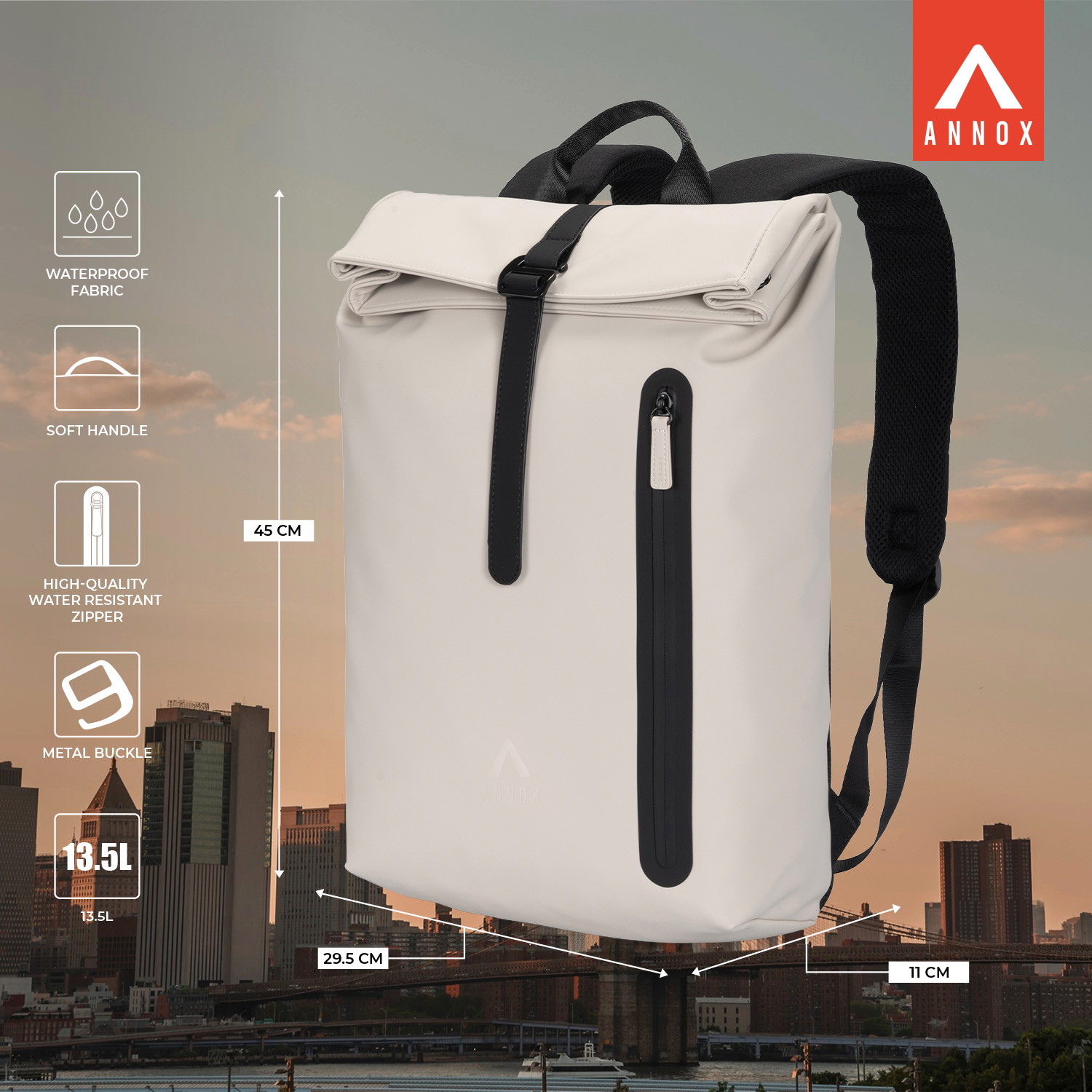 Annox Casual Laptop Reppu 15.6” – PU Vesitiivis