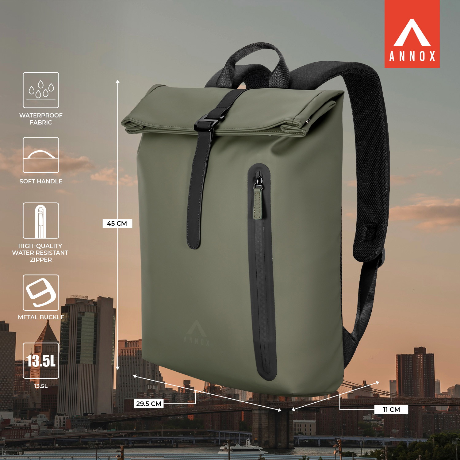 Annox Casual Laptop Reppu 15.6” – PU Vesitiivis