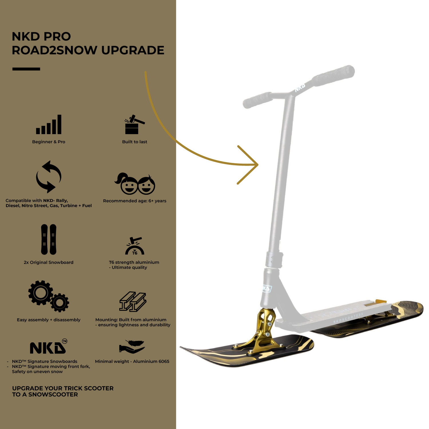 NKD Pro Road2Snow Snowboard Scootille