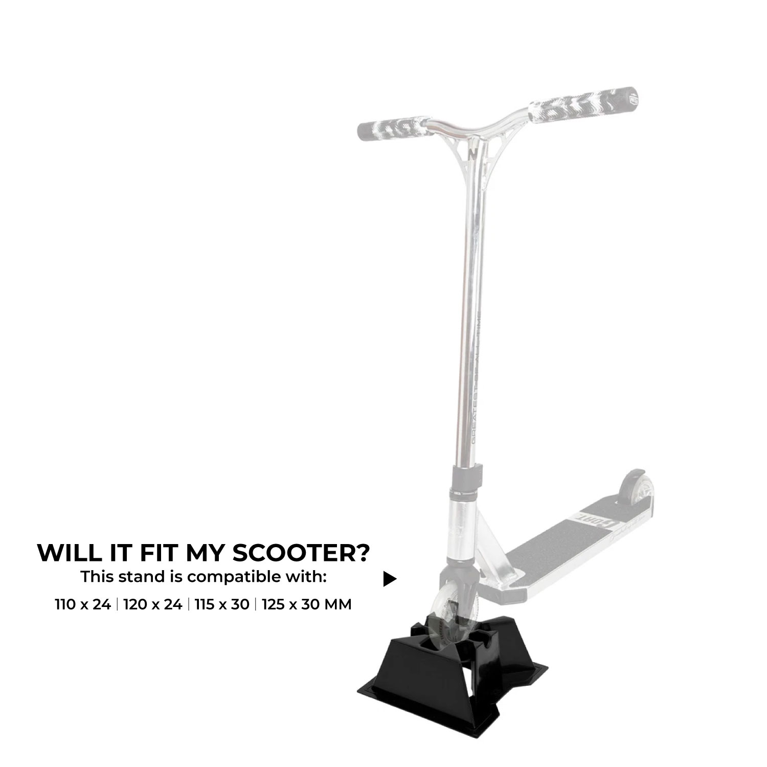 NKD Pro Scooter Stand – Vakaa teline 110–125 mm pyörille, 24/30 mm leveys