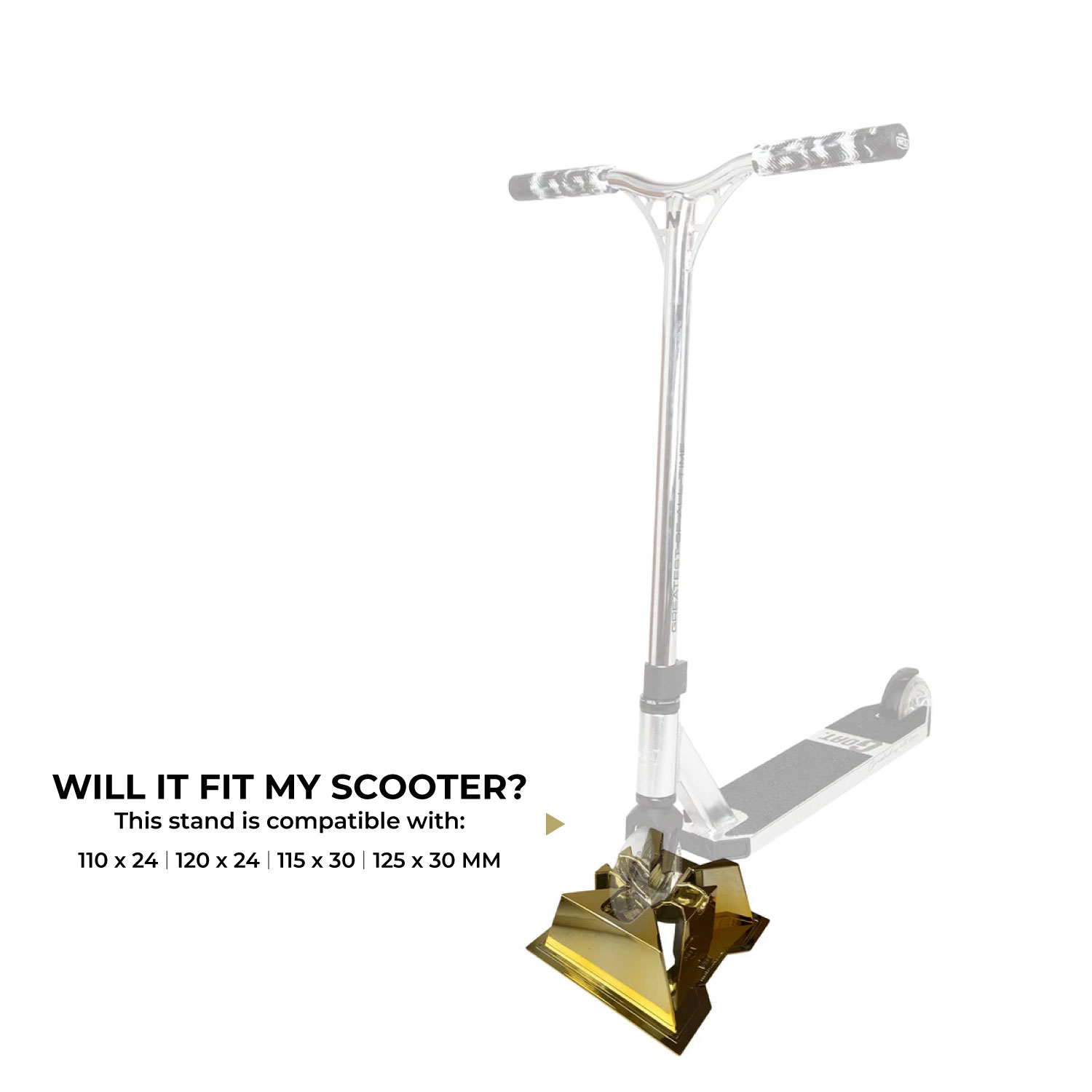 NKD Pro Scooter Stand – Vakaa teline 110–125 mm pyörille, 24/30 mm leveys