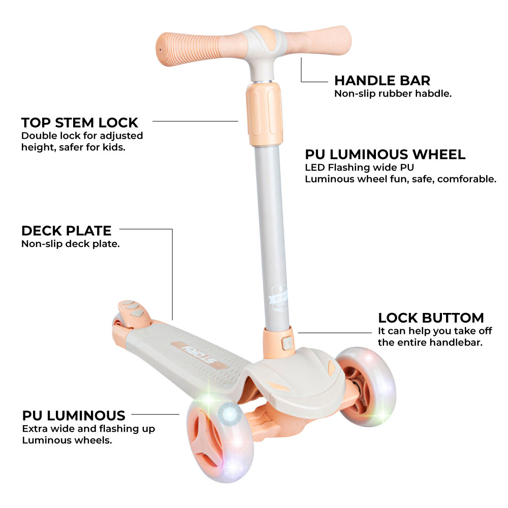 Story Mini Friends LED deluxe 3-pyöräinen lasten trottinette