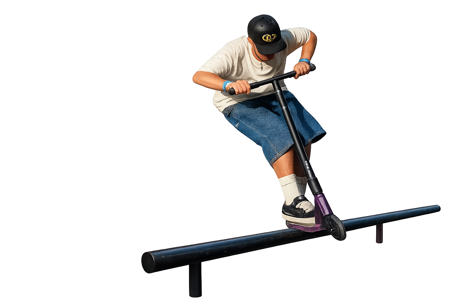 Scooter-rider testaa varusteita